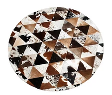Cowhide Round Patchwork Carpet Handmade Cowhide Carpet  Home Décor Cow Skin 11