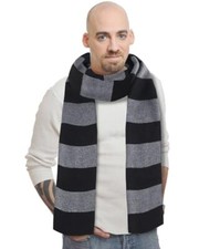 Scarf for Men,Black and Gray Striped Mens Scarf Winter Halloween Costume