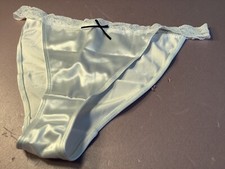 Women Panties,bikinis ILUSION Size M. White Satin Soft W/Fishnet Waistband decor