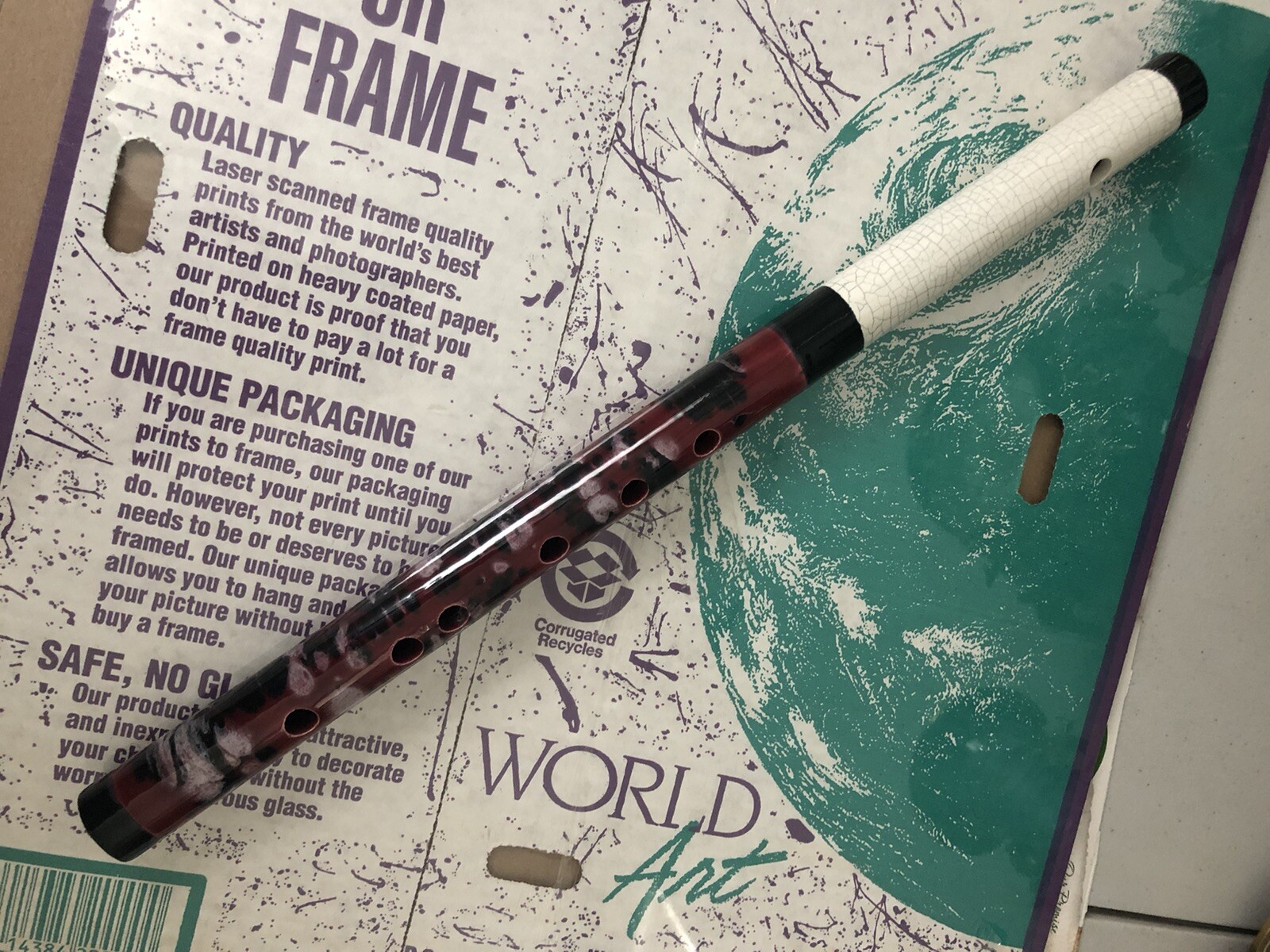 Red Multicolor/Pattern Artisan Ceramic Fllute Lon… - image 3