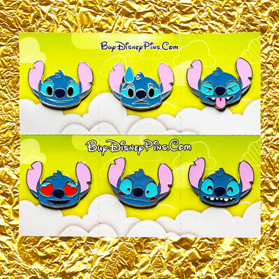 Stitch Emoji Face 6 Pin Set Disney Pin Lot Bulk Lilo | eBay