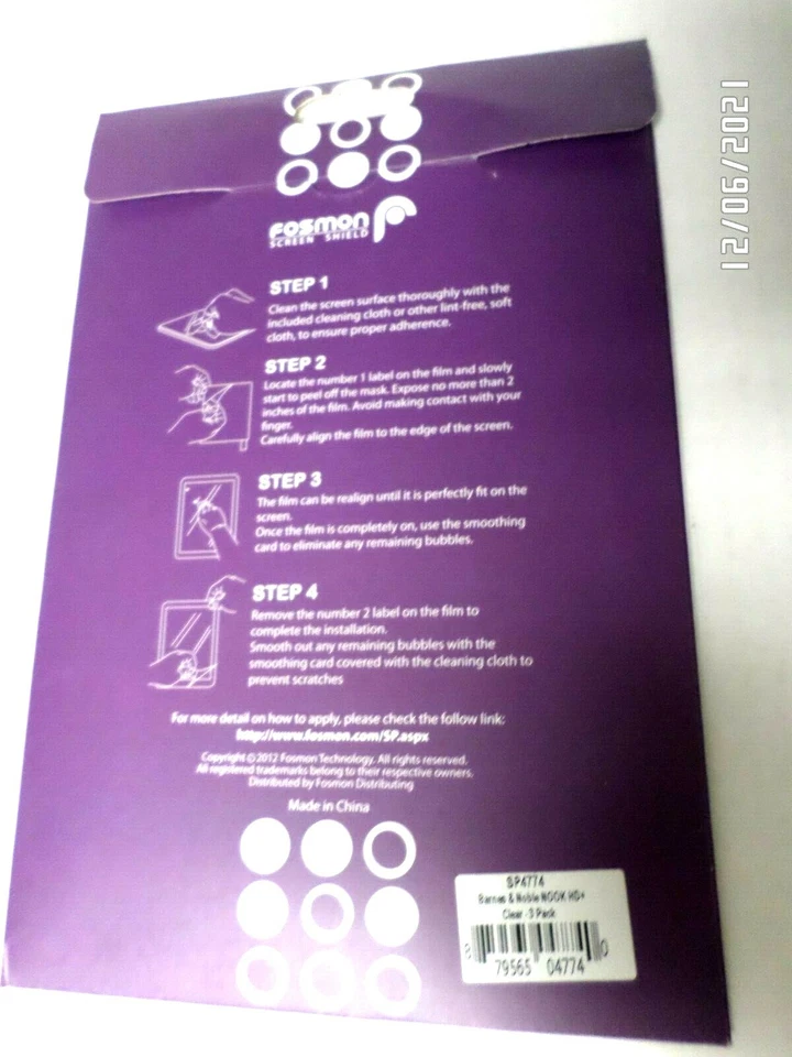 Fosmon Screen Shield for Barnes & Noble Nook HD+, SP4774, 2 COUNT. - Image 2 of 4
