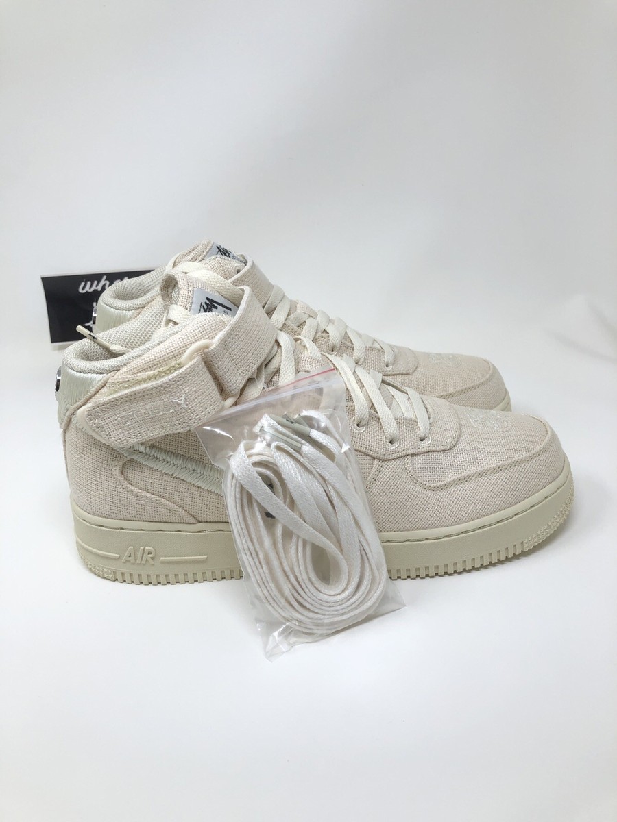 Nike Air Force 1 Mid SP Stussy Fossil Hemp size men 8.5 AF1 NEW