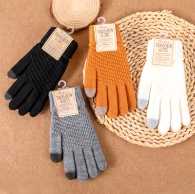 Warm Gloves Winter Touch Screen Gloves for Women Men Stretch Knit Mittens Wool F