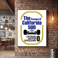 California 500 Vintage Poster IndyCar Ontario Speedway Wall Art Print Best Gift