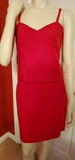 VTG Silk Skirt Jacket Camisole 3PC Set RED HOT BALIN Designer Beverly Hills Sz 6