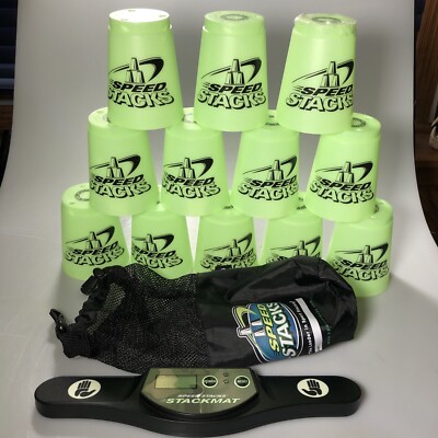 WSSA Speed Stacks Cups With Pouch Bag 12 Green Cups And Timer