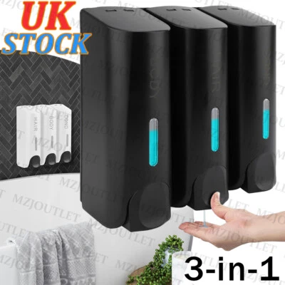 Soap Dispenser Wall Mounted Liquid Bathroom Kitchen Hand Wash Shower Gel Shampoo