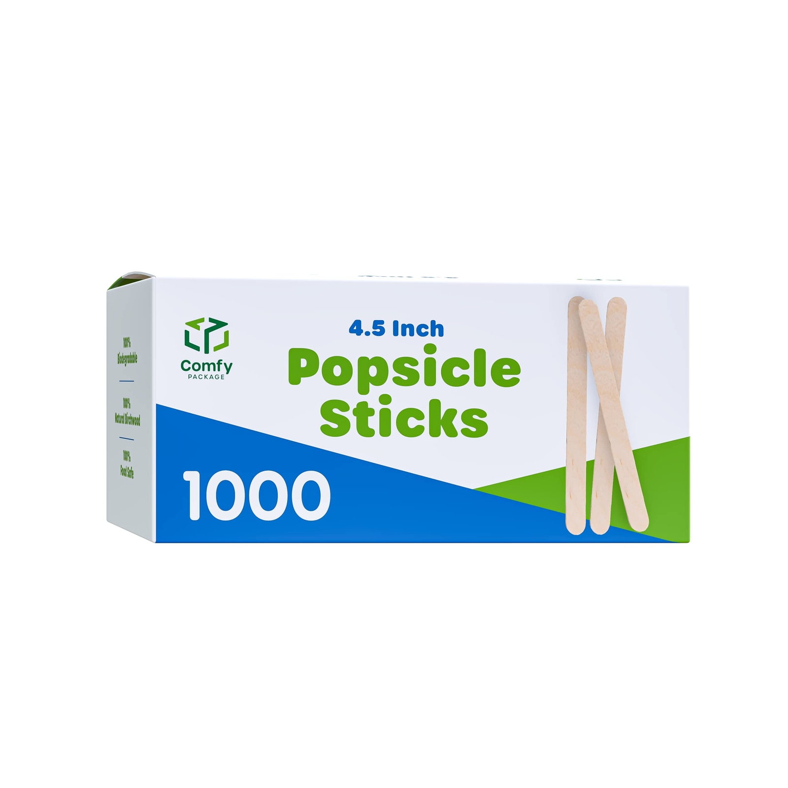 Comfy Package [1000 Count] 4.5 Inch Wooden Multi-Purpose Popsicle Sticks for ...