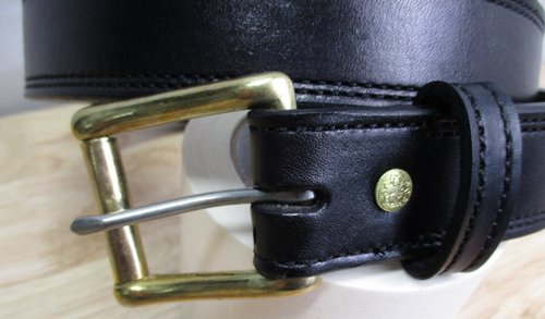 DM Bullard, Azle TX, 1-1/2" x Size 47 Black Hermann Oak Leather Carry Belt - Picture 4 of 11