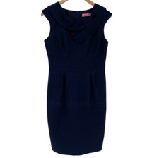 Eliza J Sleeveless Sheath Dress Knee Length Navy Blue Career Office Wedding 8
