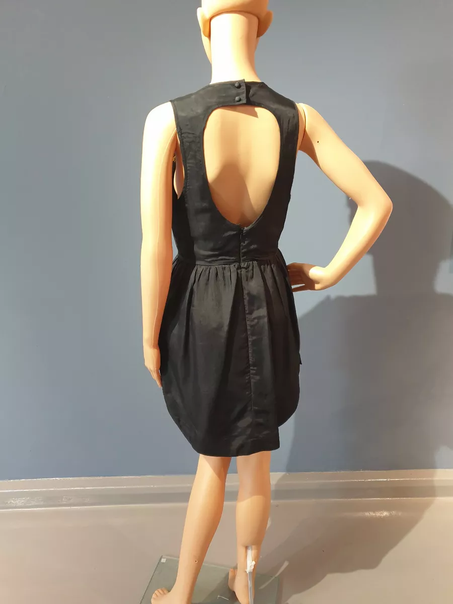 ALICE MCCALL embroidered birds design short black dress with cut out back UK10