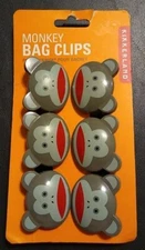 🔥 Kikkerland - Sock Monkey Bag Clips - Set of 6