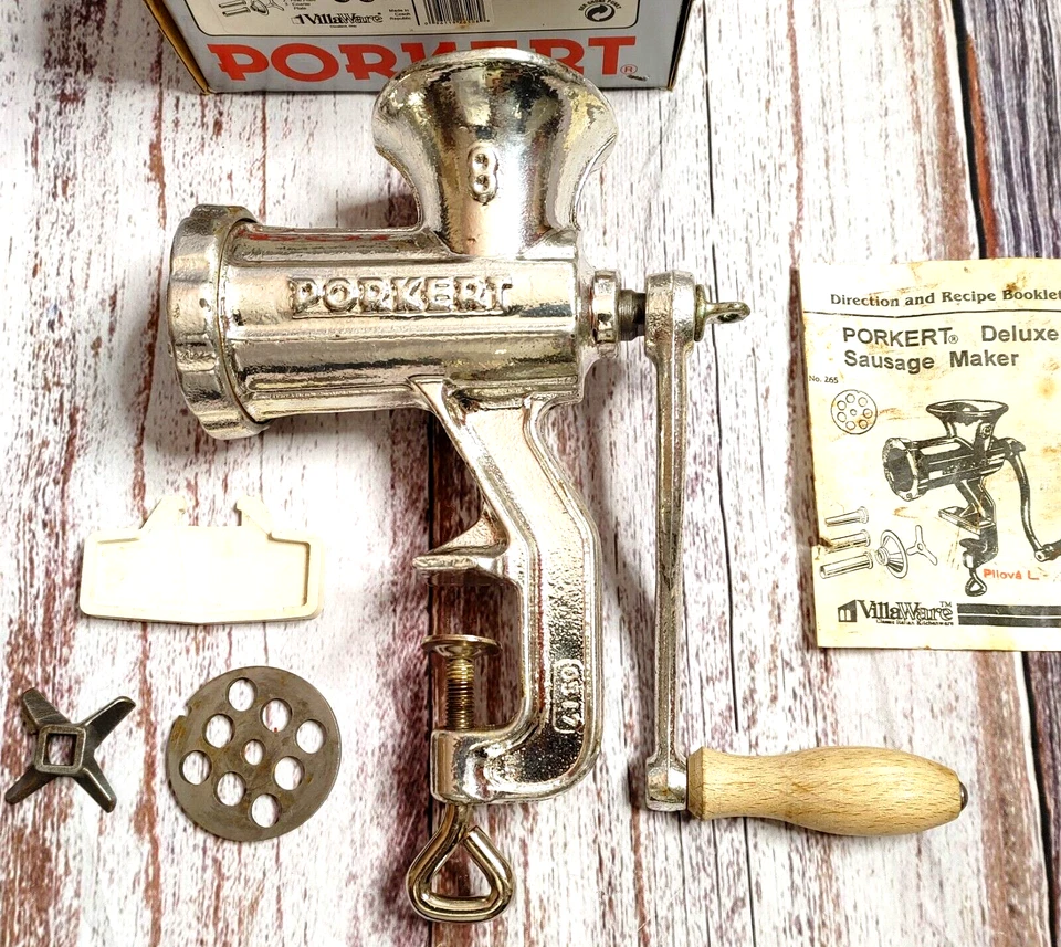 Porkert Meat Mincer Manual Metal Meat Grinder #8 Mountable Sausage Maker, Crome. - Image 2 of 4