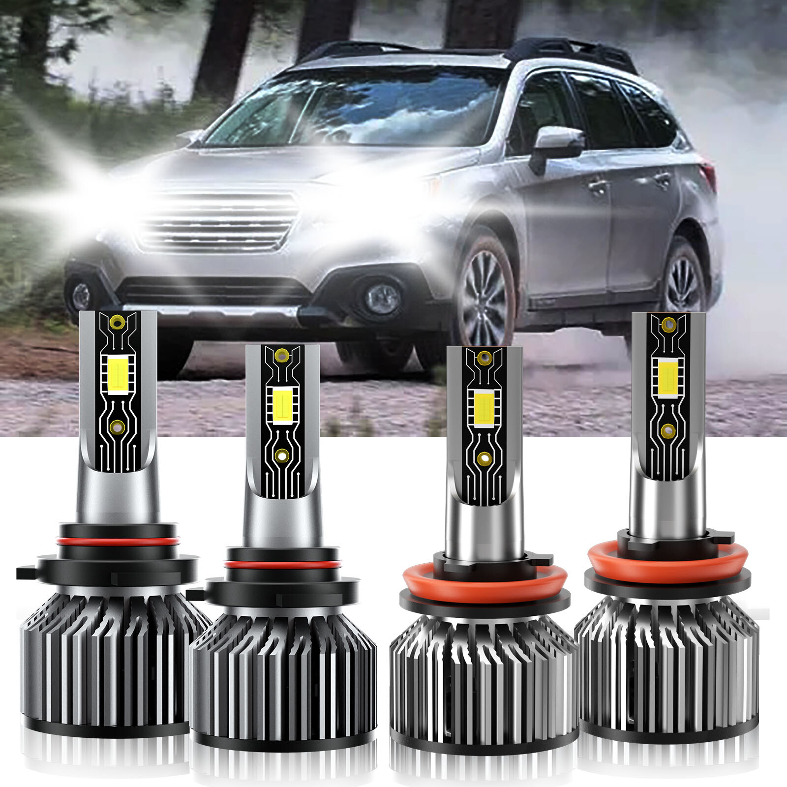 2015-2019 Subaru Outback LED Headlight Bulb Kit 9005+H11 6500K High Low Beam