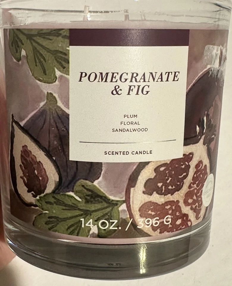 全新 HTF POMEGRANATE & FIG 14 盎司 3 芯香氛蜡烛梅、花卉和檀香木 — 第 4/4 张图片
