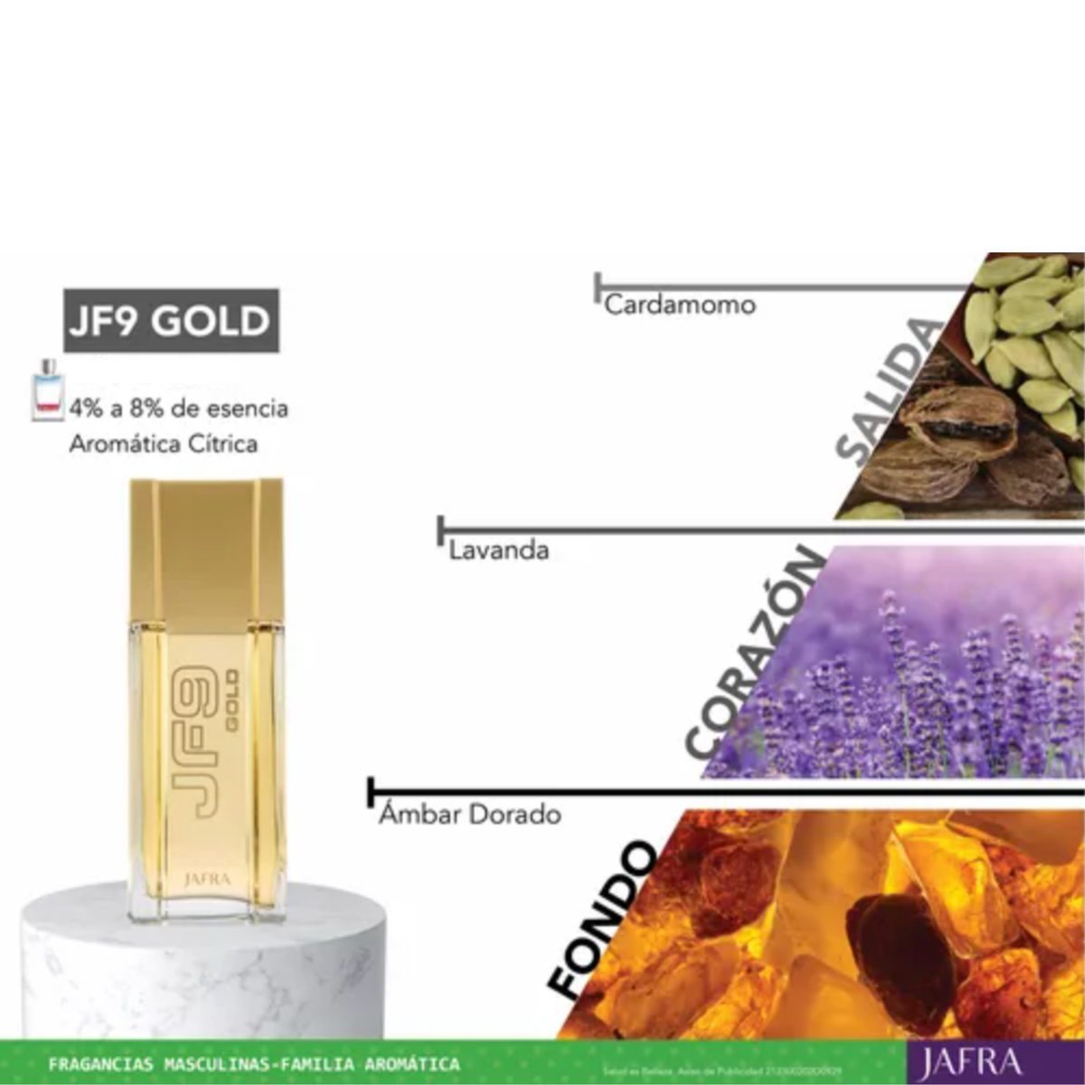 Jafra JF9 Gold Perfume de Hombre Aromático Cítrico Travel Size