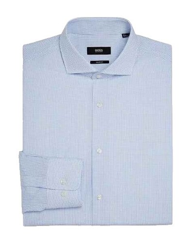 NWT HUGO BOSS Slim Fit Print Dress Shirt Blue