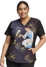 Beauty and The Beast Cherokee Scrubs Tooniforms Disney V Neck Top TF782 BEDK