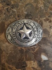 The State Of Texas Seal Cowboy Iconic Vintage U.S.A. Belt Buckle Silver Tone