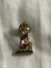 Red and White Lighthouse Lapel Brooch Pin
