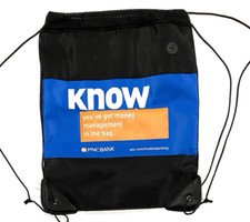 PNC Drawstring Backpack Black Canvas Cinch Sack Padded Mesh Gym Travel Bag