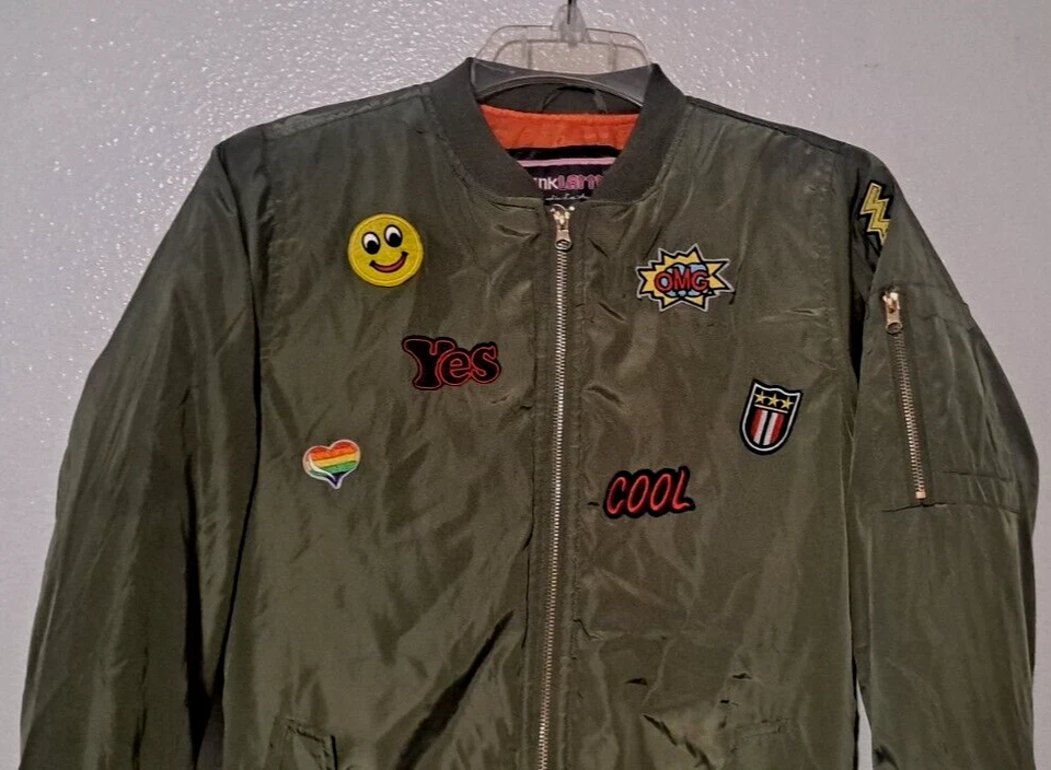 Chaqueta Bomber Rosa Latte Niñas Verde Talla L (12-14) Verde Satinado con Parches Foto 2 de 4