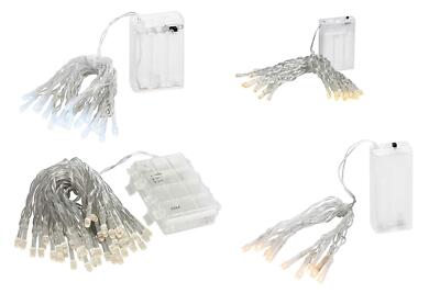 LED Batterie Lichterketten 10-50 LEDs 1,35m-7,35m kaltweiß warmweiß opt. Timer