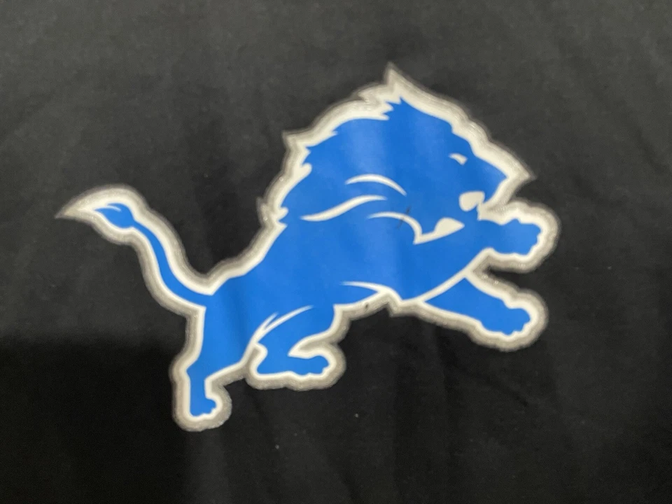 Majestic Terma Base Size L Hoodie Sweatshirt Black Logo Lions Foodball Detroit  - Image 4 of 4