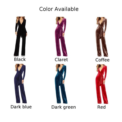Comfortable Women Velvet Jumpsuit with Long Sleeves for Casual Outings - Picture 5 of 38