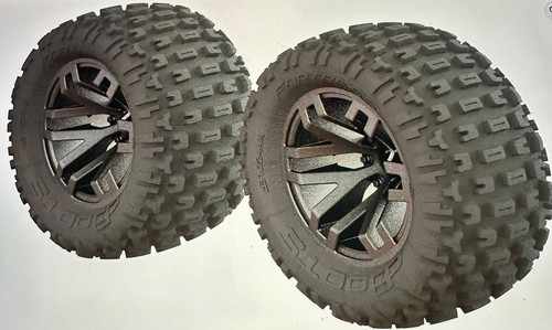 ARRMA Pneus DBoots Fortress MT ARA550086 - Lot De 2 Pneus Collés Sur Jantes Gun Metal
