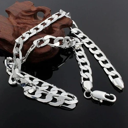 925 Sterling Solid Silver Chain Necklace Jewelry for Women Men Fashion Gift image 5