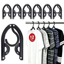 12PCS Travel Hangers, Portable Foldable Plastic Hangers for Standard, Black