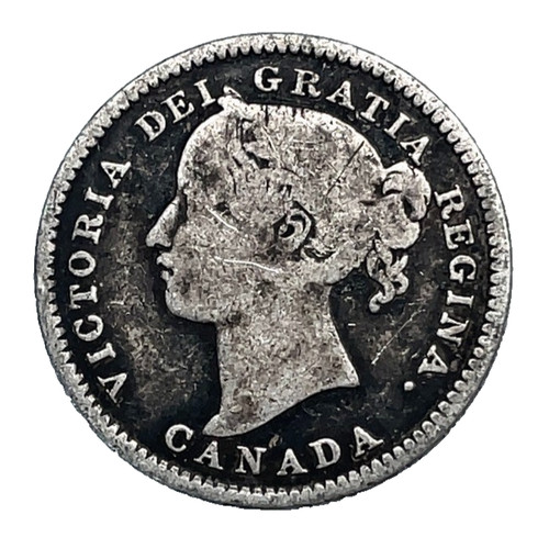 1899 Canada 0.925 Silver 10 Cents Queen Victoria Coin #2 KM #3