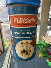 Playskool Wood Toy Builder Set - Vintage (1970). G