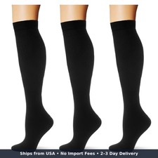 3 Pairs Compression Socks 20-30 Mmhg Long Knee High Socks For Women Men Support