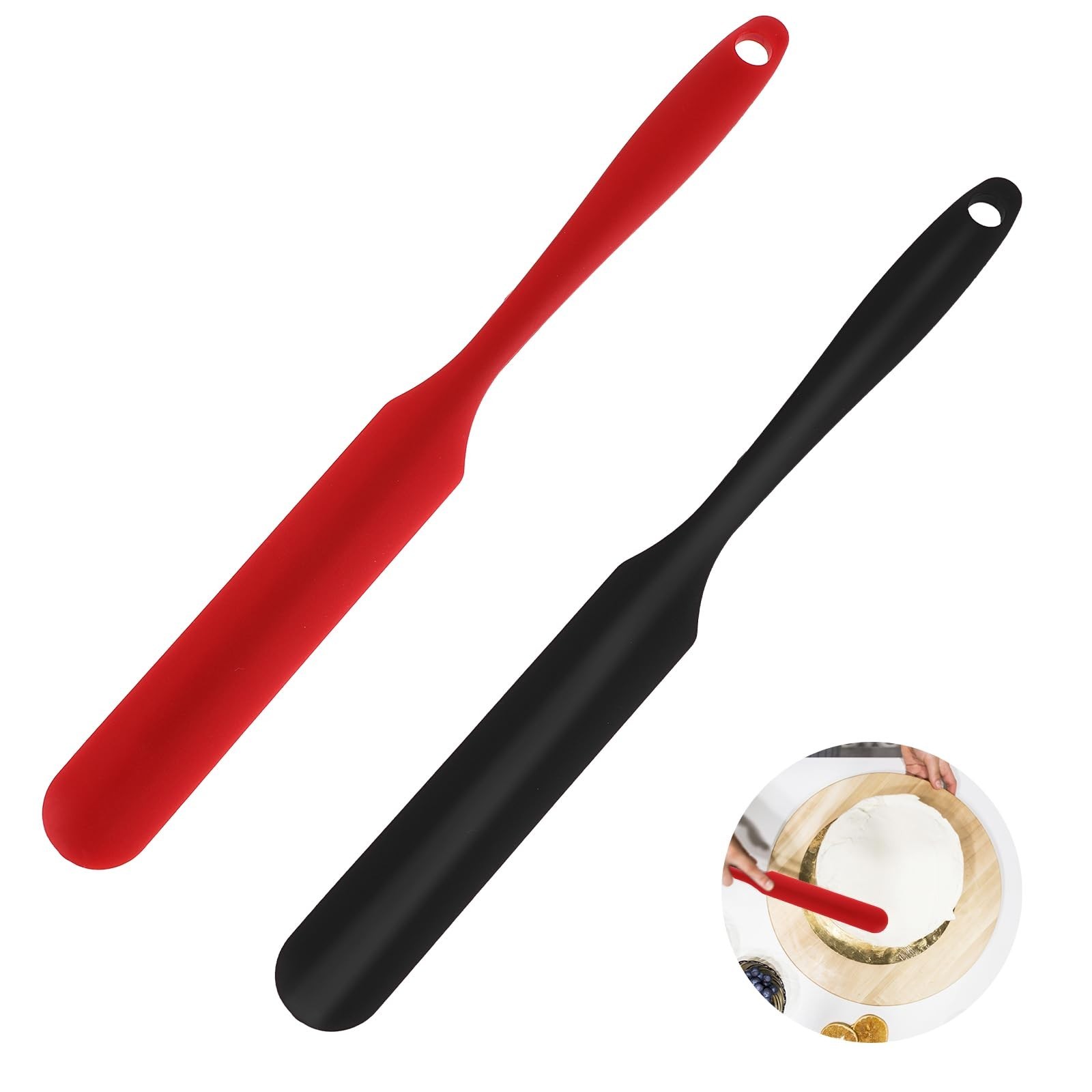 2Pcs Silicone Jar Spatulas, Mabor Long Handle Silicone Jar Spatulas for Bakin...