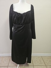 Pretty Little Thing Plus Black Midi Dress With Keyhole And Slit Size 26 NWT