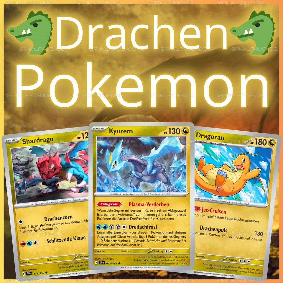 Pokemon Karten 🎁Geschenk 🐲Typ Drache 🇩🇪Deutsch Sammlung 50 100 Stück