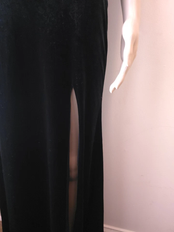 Vestido de Terciopelo Negro Jodi Kristopher Talla Us 2 Vestido Formal Tirantes Espalda De Colección Y2K Foto 3 de 4