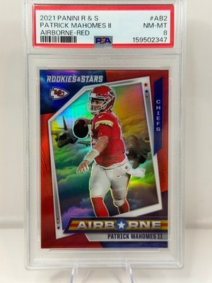 2021 Panini Rookies & Stars Patrick Mahomes Airborne Red 15/99 PSA8 Jersey Match