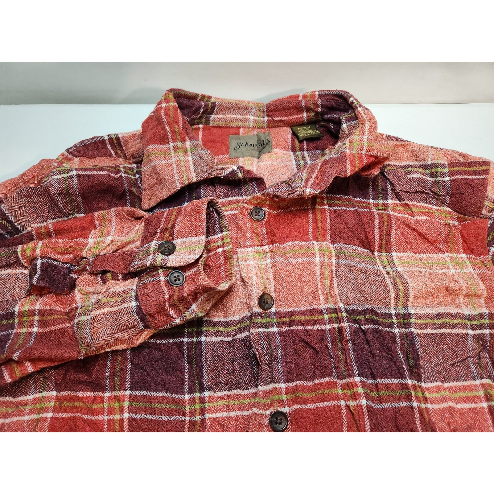 St Johns Bay Mens Flannel Shirt Plaid Long Sleeve Button Up Casual Top Medium