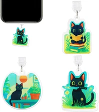 3Pcs Dust Plug Charm for Phone, Type C Cat Theme Dust Plug Charm Cartoon Anti-Du