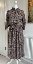 Boohoo Animal Print Midi Shirt Dress Size 10 Small Leopard Smudge Button Top