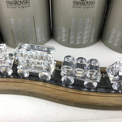 Swarovski Silver Crystal Train Set & Track Display Locomotive