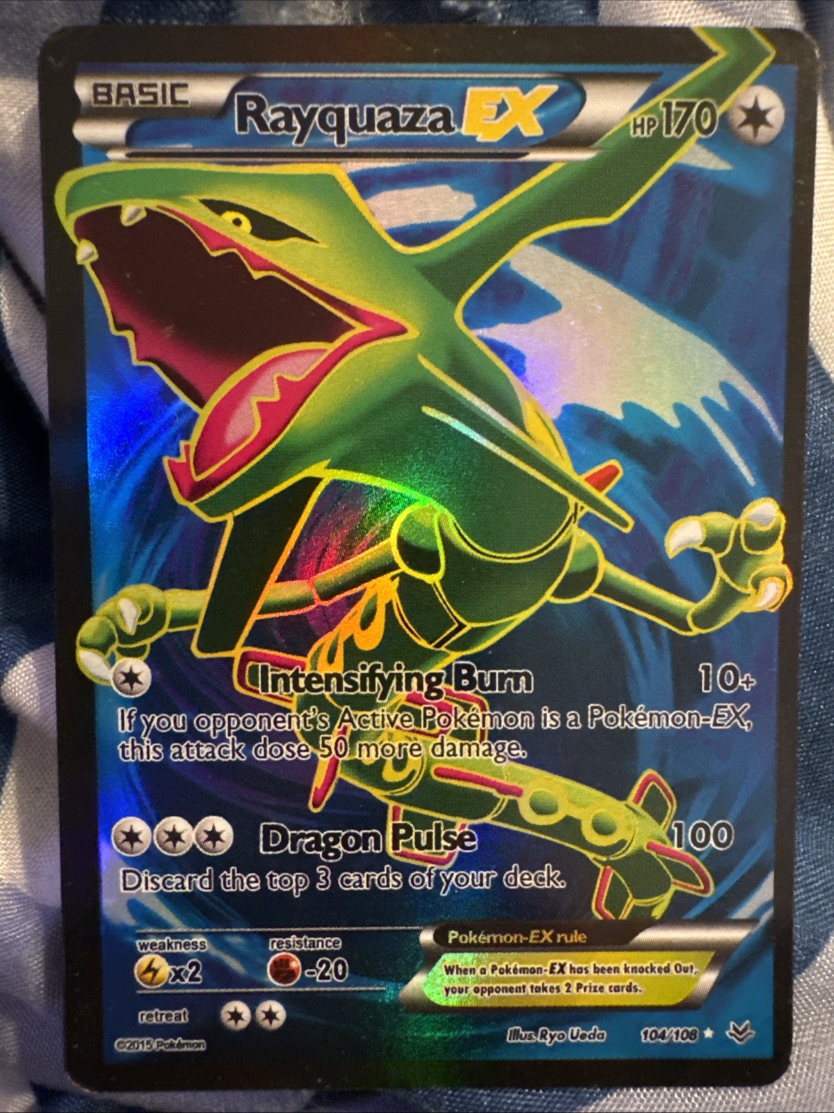 2015 Pokemon XY Roaring Skies #104 Rayquaza Ex Fa PSA 8 NM-MT
