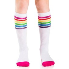 Baby Toddler Kids Knee High Stripe Tube Socks Boys Girls With Grips Cotton
