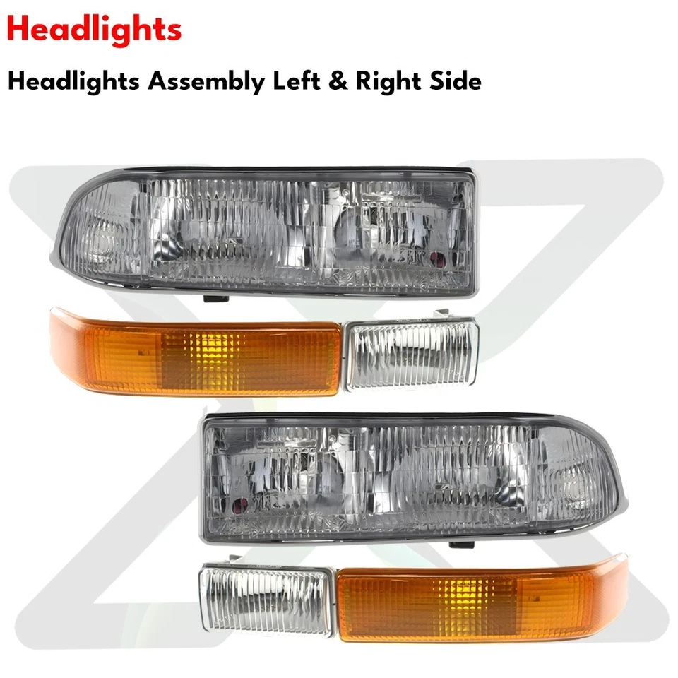 Front Grille Assembly & Headlights Kit For 1998-2005 Chevrolet Blazer Foto 3 de 4