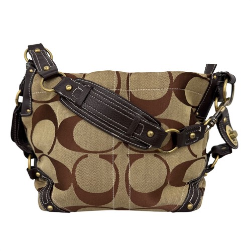 Vtg Coach Carly Signature Hobo Signature Bag Brown Tan 10619 Shoulder Bag Y2K - Image 1