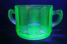 Vaseline Uranium Glass Sugar Bowl 2.75''H X 5.5''W Vintage